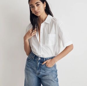 Madewell signature poplin short-sleeved shirt, Medium